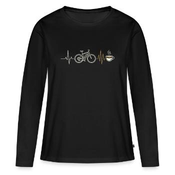 Cyclisme E-bike Culture Heartbeat Coffee Design - T-shirt manches longues Premium bio Femme - noir - Devant - Julia (174cm)