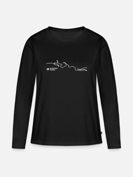 Sustenpass Straßenverlauf - Frauen Premium Bio Langarmshirt - Schwarz