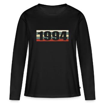 1994 Jahrgang 1994 Geschenk 1994 Geburtstag 1994 - Frauen Premium Bio Langarmshirt - Schwarz - Vorne - Julia (174cm)