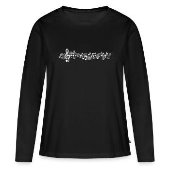 Notes musicales Clés de mélodie - T-shirt manches longues Premium bio Femme - noir - Devant - Julia (174cm)