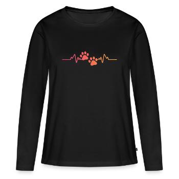 Sunset Dog Paw Heartbeat Dog - Women's Premium Organic Long Sleeve Shirt - black - Front - Julia (174cm)