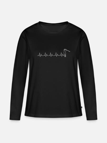Herzschlag-Golf - Frauen Premium Bio Langarmshirt - Schwarz