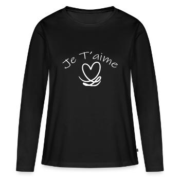 Je t'aime Cadeau Saint-Valentin Homme Femme - T-shirt manches longues Premium bio Femme - noir - Devant - Julia (174cm)
