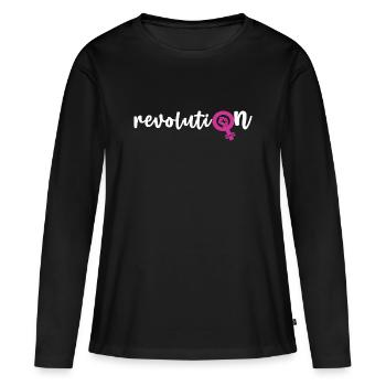 Revoluti♀n – Frauenpower - Frauen Premium Bio Langarmshirt - Schwarz - Vorne - Julia (174cm)