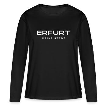 Erfurt - Frauen Premium Bio Langarmshirt - Schwarz - Vorne - Julia (174cm)