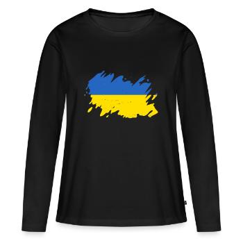 Ukraine Flagge Farbklecks Kazantip Kiew - Frauen Premium Bio Langarmshirt - Schwarz - Vorne - Julia (174cm)