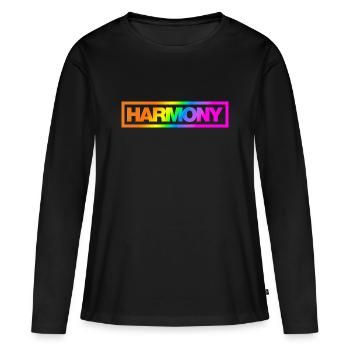 Typo HARMONY Contour Arc-en-ciel - T-shirt manches longues Premium bio Femme - noir - Devant - Julia (174cm)
