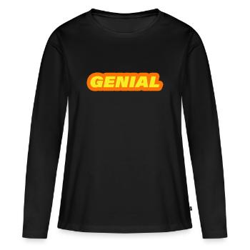 GENIAL - Frauen Premium Bio Langarmshirt - Schwarz - Vorne - Julia (174cm)