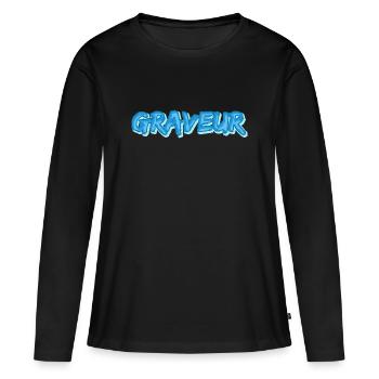 Le graveur comme métier - T-shirt manches longues Premium bio Femme - noir - Devant - Julia (174cm)