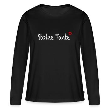 Stolze Tante  - Frauen Premium Bio Langarmshirt - Schwarz - Vorne - Julia (174cm)