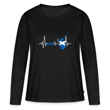 Ecosse Heartbeat EKG Design Alba Saltire - T-shirt manches longues Premium bio Femme - noir - Devant - Julia (174cm)