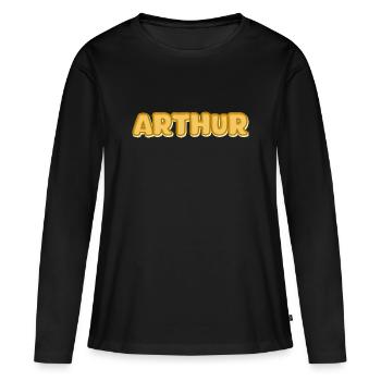 Cadeau pour Arthur - T-shirt manches longues Premium bio Femme - noir - Devant - Julia (174cm)