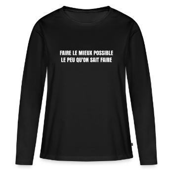 Message Positif Minimaliste - T-shirt manches longues Premium bio Femme - noir - Devant - Julia (174cm)
