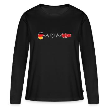 Le battement de cœur de l’Allemagne et de la Turquie - T-shirt manches longues Premium bio Femme - noir - Devant - Julia (174cm)