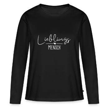 Lieblingsmensch Handschrift - weiß - Frauen Premium Bio Langarmshirt - Schwarz - Vorne - Julia (174cm)