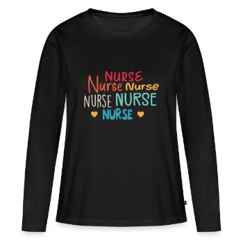 Infirmière - infirmière cadeau - T-shirt manches longues Premium bio Femme - noir - Devant - Julia (174cm)