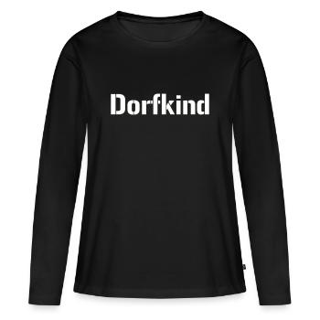 Dorfkind Dorf Landleben - Frauen Premium Bio Langarmshirt - Schwarz - Vorne - Julia (174cm)