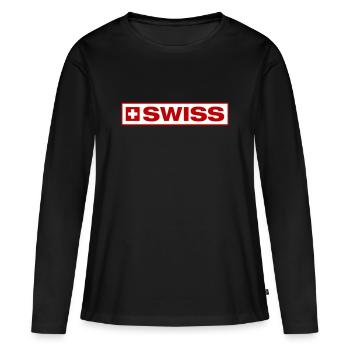 Pavillon suisse Suisse - T-shirt manches longues Premium bio Femme - noir - Devant - Julia (174cm)