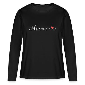 Maman - T-shirt manches longues Premium bio Femme - noir - Devant - Julia (174cm)