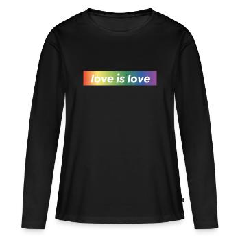 LOVE IS LOVE - T-shirt manches longues Premium bio Femme - noir - Devant - Julia (174cm)