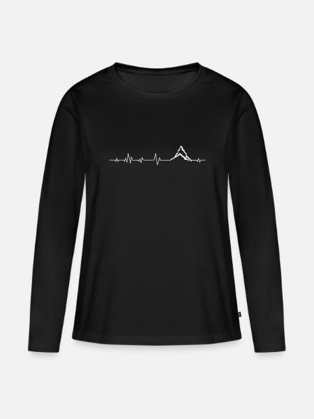 Berg Berge - Frauen Premium Bio Langarmshirt - Schwarz