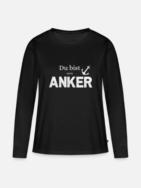 Du bist mein Anker - Frauen Premium Bio Langarmshirt - Schwarz
