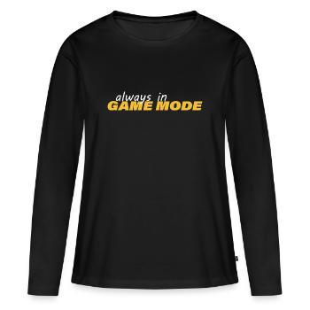 TOUJOURS EN MODE JEU - T-shirt manches longues Premium bio Femme - noir - Devant - Julia (174cm)