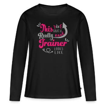 Trainer Sport Mannschaft Team Sprüche Geschenkidee - Frauen Premium Bio Langarmshirt - Schwarz - Vorne - Julia (174cm)