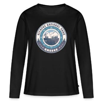 Parc national de l’Olympe Grèce Vintage Hiking Design - T-shirt manches longues Premium bio Femme - noir - Devant - Julia (174cm)