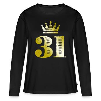 31 Chiffre Couronne Or - T-shirt manches longues Premium bio Femme - noir - Devant - Julia (174cm)