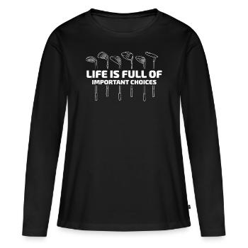 Golf Golfschläger - Frauen Premium Bio Langarmshirt - Schwarz - Vorne - Julia (174cm)
