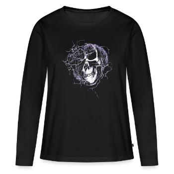 Thunder Halloween Skull - Frauen Premium Bio Langarmshirt - Schwarz - Vorne - Julia (174cm)