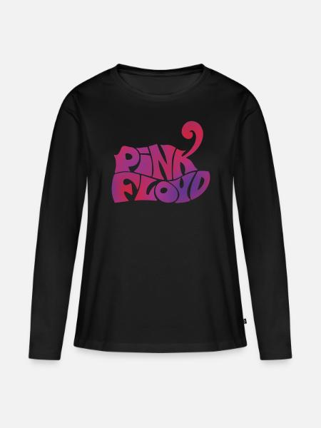 Pink Floyd Schriftzug Pink - Frauen Premium Bio Langarmshirt - Schwarz
