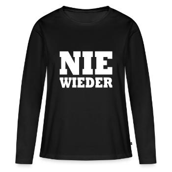 Nie wieder - Frauen Premium Bio Langarmshirt - Schwarz - Vorne - Julia (174cm)