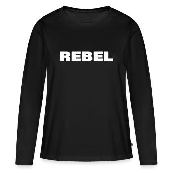 REBELLE - T-shirt manches longues Premium bio Femme - noir - Devant - Julia (174cm)
