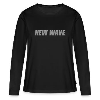 New wave - T-shirt manches longues Premium bio Femme - noir - Devant - Julia (174cm)