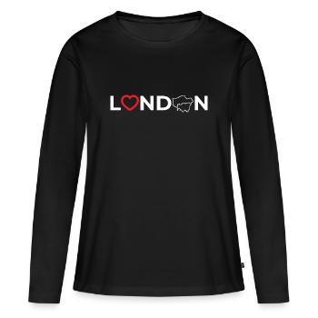 Love London Heart England UK Gift britannique - T-shirt manches longues Premium bio Femme - noir - Devant - Julia (174cm)