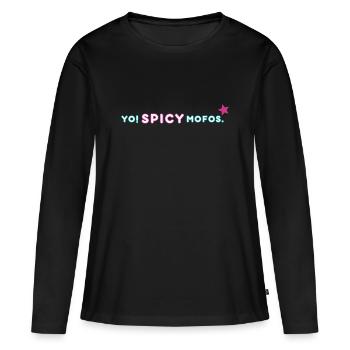 Yo ! Épicé. | Style rétro de l’an 2000 - T-shirt manches longues Premium bio Femme - noir - Devant - Julia (174cm)