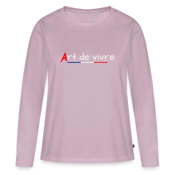 Art de vivre - T-shirt manches longues Premium bio Femme - rose poudré - Devant - Julia (174cm)