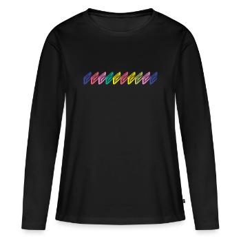 Cassette audio - T-shirt manches longues Premium bio Femme - noir - Devant - Julia (174cm)