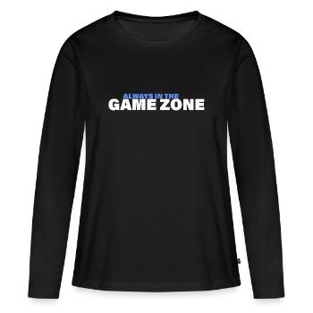 ZONE DE JEU - T-shirt manches longues Premium bio Femme - noir - Devant - Julia (174cm)