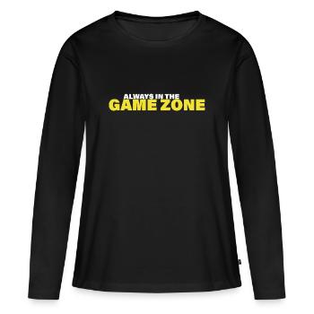 ZONE DE JEU - T-shirt manches longues Premium bio Femme - noir - Devant - Julia (174cm)