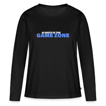 ZONE DE JEU - T-shirt manches longues Premium bio Femme - noir - Devant - Julia (174cm)