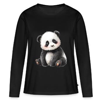 Mignon bébé panda - T-shirt manches longues Premium bio Femme - noir - Devant - Julia (174cm)