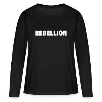 REBELLION - Frauen Premium Bio Langarmshirt - Schwarz - Vorne - Julia (174cm)