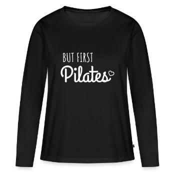 Mais le premier pilates - T-shirt manches longues Premium bio Femme - noir - Devant - Julia (174cm)