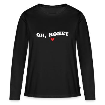 Oh, Honey - T-shirt manches longues Premium bio Femme - noir - Devant - Julia (174cm)