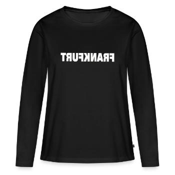 FRANKFURT - Frauen Premium Bio Langarmshirt - Schwarz - Vorne - Julia (174cm)