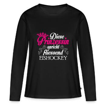 Hockey sur glace - la princesse - T-shirt manches longues Premium bio Femme - noir - Devant - Julia (174cm)