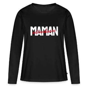 Maman extraordinaire - T-shirt manches longues Premium bio Femme - noir - Devant - Julia (174cm)